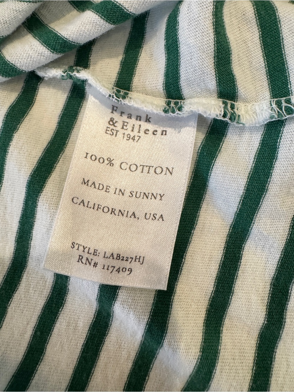 Frank & Eileen PATTY Short-Sleeve Popover Henley green and white striped - Picture 7 of 8